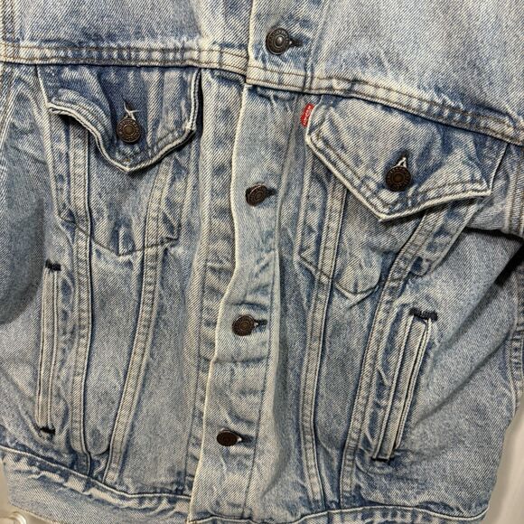 Levi's Trucker Jacket 70306-0214 Mens 44 Vintage 90s Red Tab Denim USA Made - Picture 2 of 7